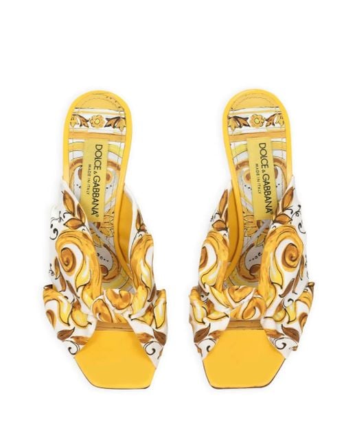 Dolce & Gabbana Metallic Dg Pop 75Mm Majolica-Print Sandals
