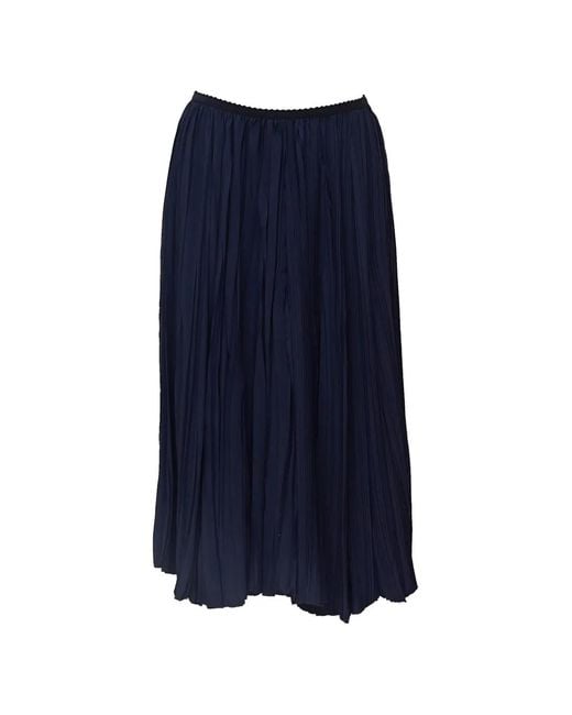 N°21 Blue Pleated Elasticated-Waist Midi Skirt
