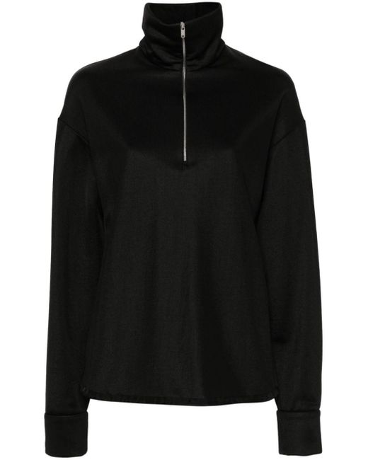 Jil Sander Black Sweatshirt mit kurzem Reißverschluss