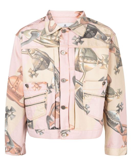 Vivienne Westwood Pink Marlene Orb-print Denim Jacket for men