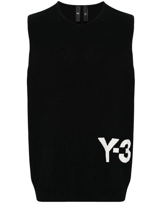 Y-3 Black X Adidas Logo-Intarsia Vest