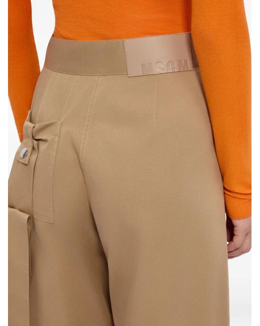 MSGM Natural Pantalon À Détail De Poches