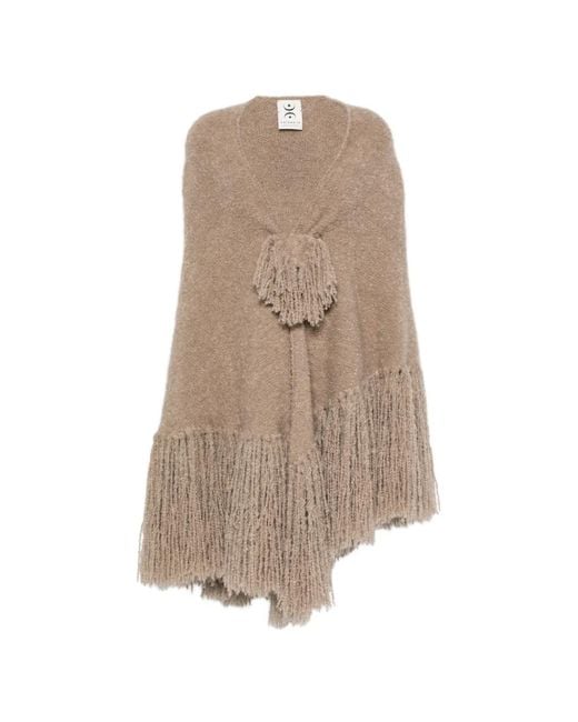 Chiara Is Natural Fringed-Hem Cape