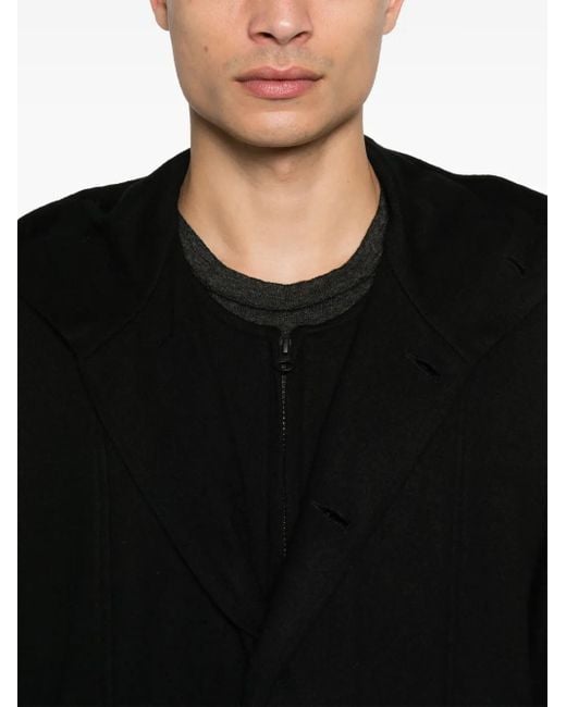 Transit Black Virgin Wool Hooded Coat for men