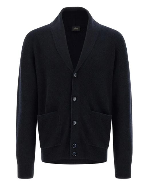 Brioni Blue Shawl-Collar Button Cardigan for men