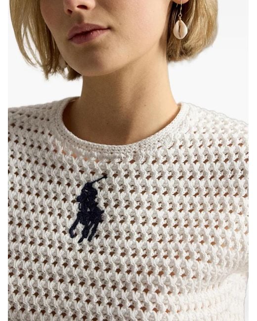 Polo Ralph Lauren White Crochet Sweater