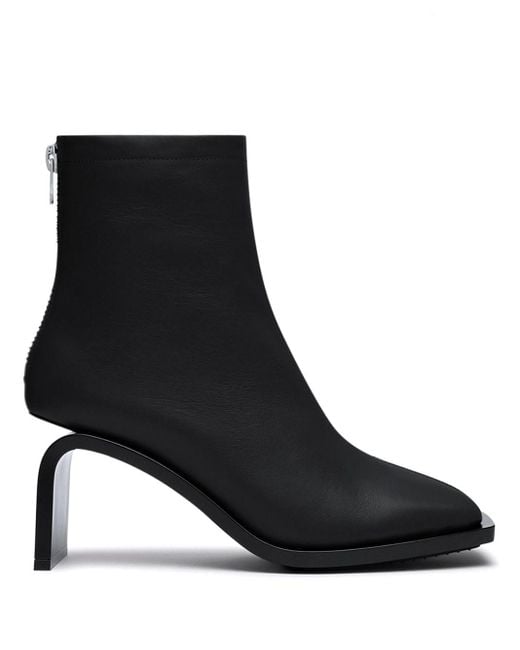 Courreges Black Stream Leather Ankle Boots