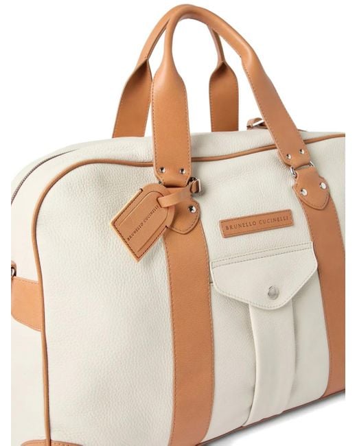 Brunello Cucinelli Reisetasche Mit Lederbesatz in White für Herren