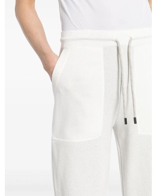 Sease White Honeycomb Knit Track Pants for men