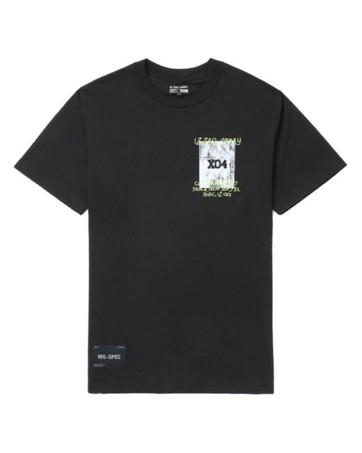 Izzue Black Graphic-print Cotton T-shirt for men