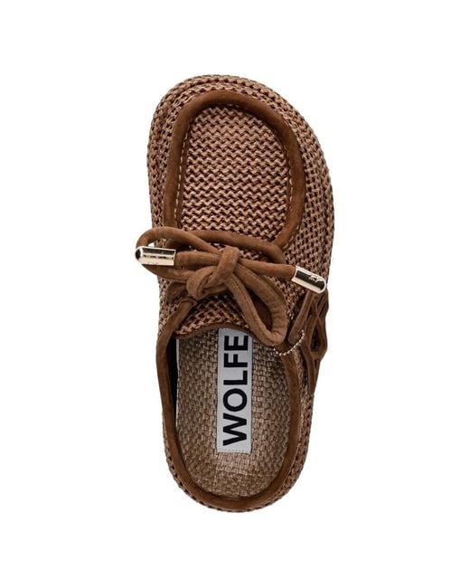 Naked Wolfe Brown Blizzard Raffia Mules