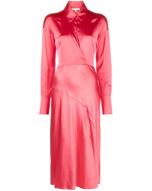 Patrizia Pepe Pink Flared Satined Midi Dress