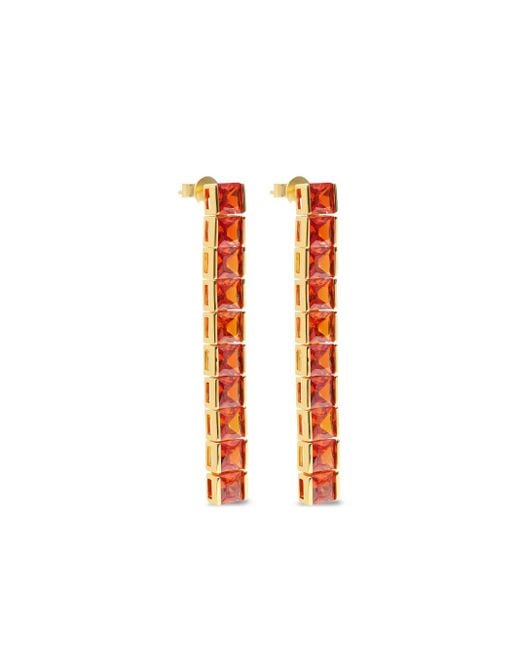 Orecchini Tennis Con Pietra Quadrata di Izabel Display in Orange