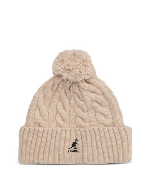 Kangol Natural Pompom Cable-Knit Beanie Hat