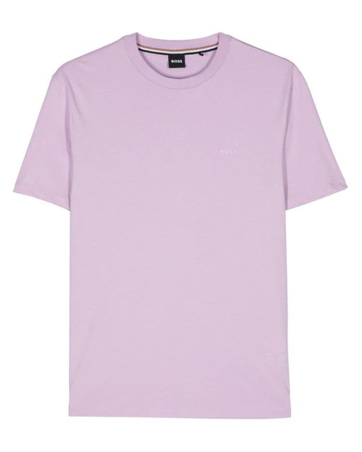 Boss Pink Logo-print Cotton T-shirt for men