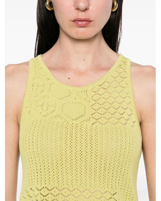 Akep Yellow Gestricktes Oberteil Mit Spitzenstich