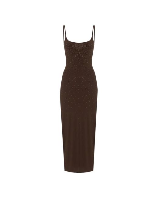 Mc2 Saint Barth Brown Evy Crystal-Embellished Maxi Dress