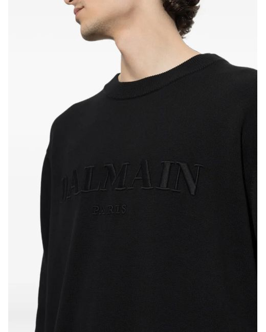 Balmain Black Logo-Embroidered Sweater for men