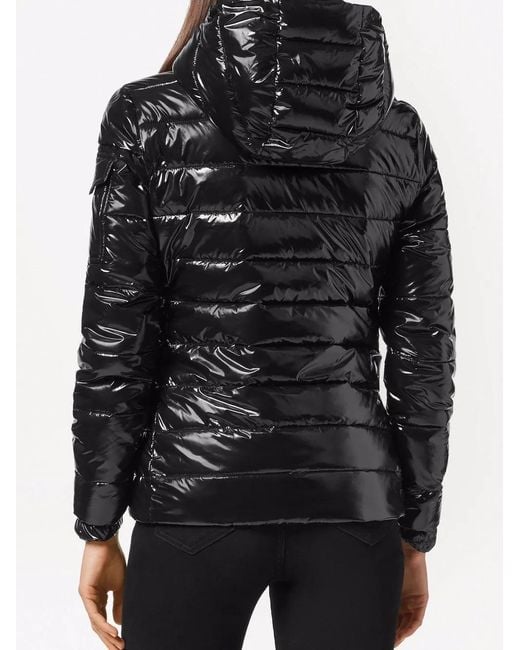 Philipp Plein Black High-Shine Hooded Down Jacket