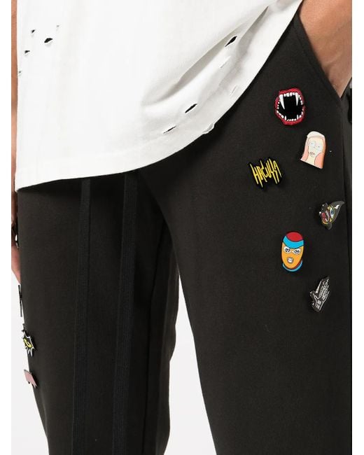 Haculla Black Decorative-Pin Detail Track Pants for men