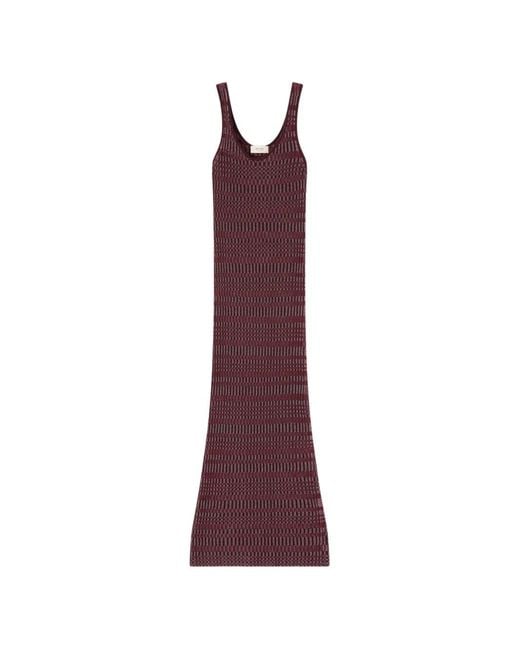 RETORI Purple Check-Stitch Sleeveless Maxi Dress