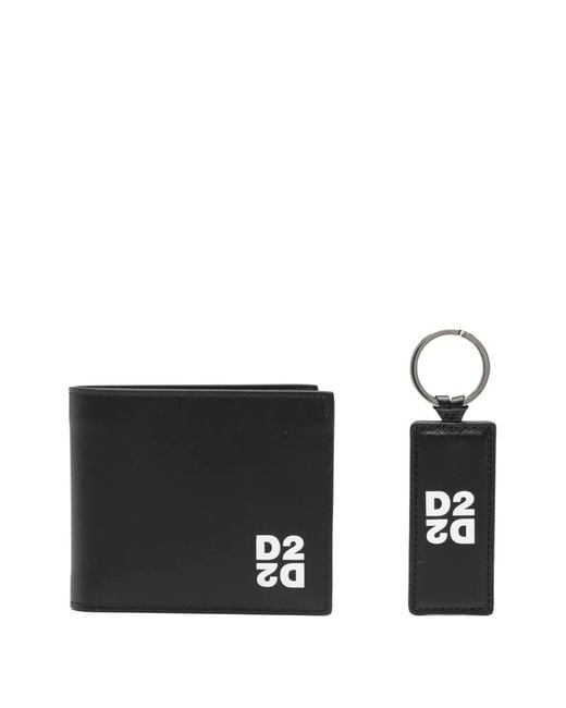 DSquared² Black Logo-Motif Leather Wallet for men