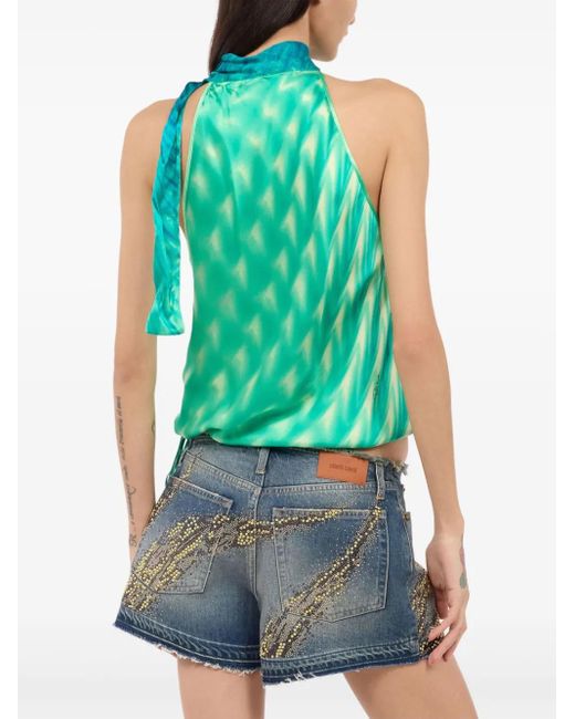 Roberto Cavalli グラフィック シルクトップ Green