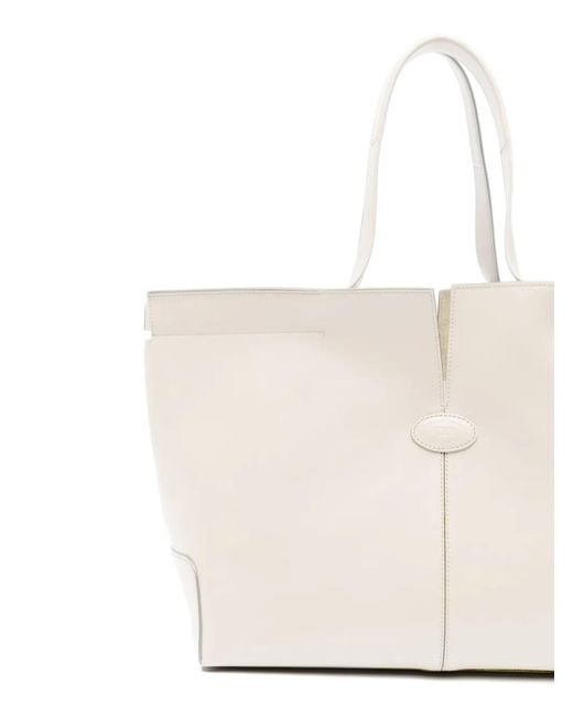 Tod's Natural Di Bag Folio Small Leather Tote Bag