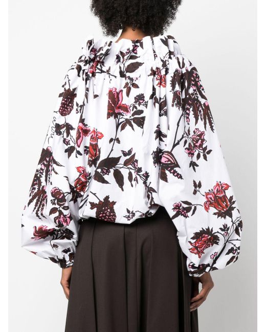 Patou bow-detail striped blouse - White