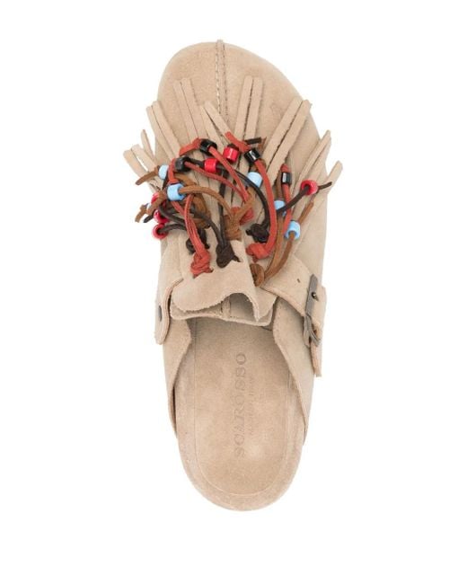 Scarosso Brown Geo Suede Sandals for men