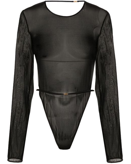 Saint Laurent Black Open-back Crepe Bodysuit