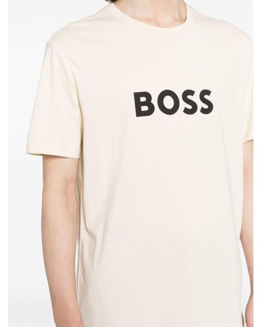 Boss Natural Logo-print Cotton T-shirt for men
