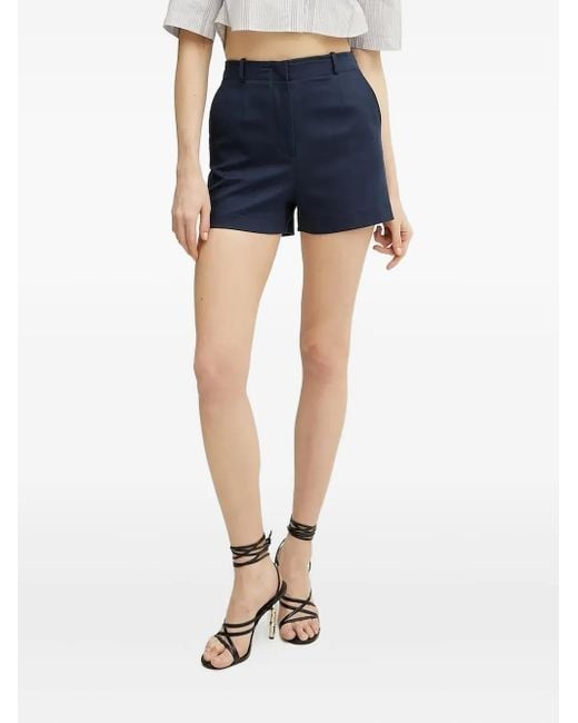 Patrizia Pepe Blue Logo-Plaque High-Waisted Shorts