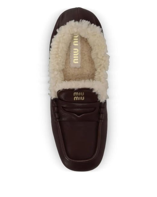 Miu Miu Brown Nappa M. Fell Radica Leather Loafers