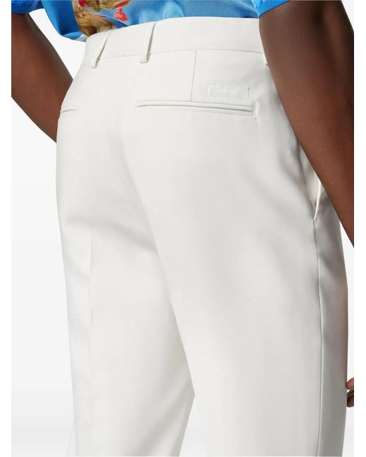 Versace White Logo-Patch Trousers for men