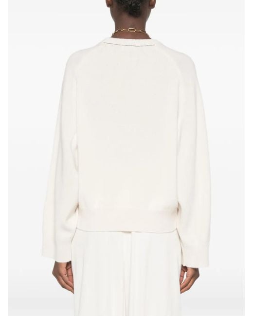 Brunello Cucinelli White Cashmere Crewneck Sweater
