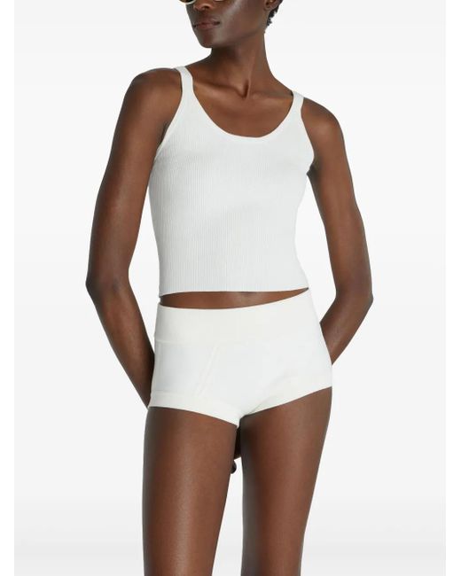 Ermanno Scervino White Ribbed Tank Top