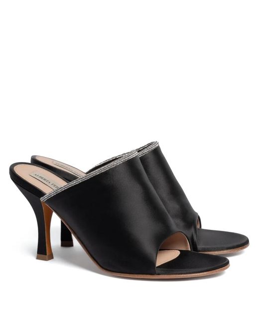 Alberta Ferretti Black Embellished-Trim Sandals