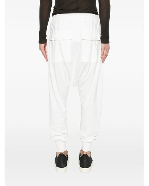 Rick Owens White Prisoner Drawstring Trousers for men