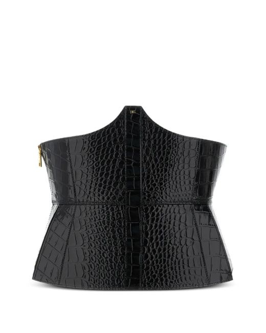 Elisabetta Franchi Black Gürtel mit Kroko-Optik