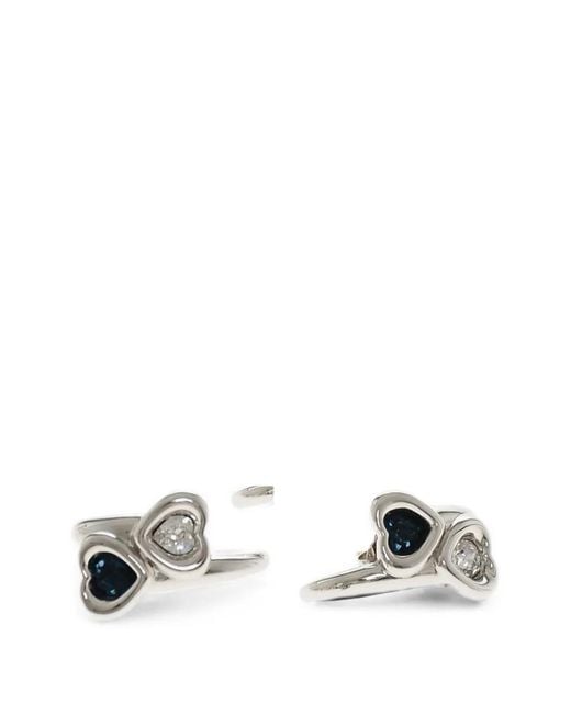 Jiwinaia White Heart-Shaped Earrings