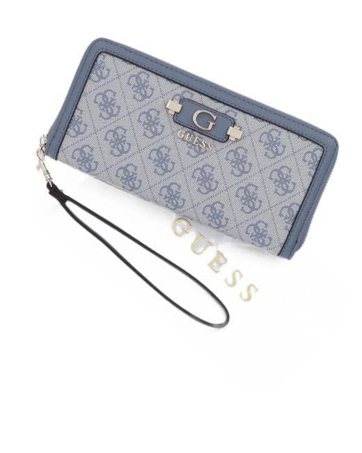 Guess Gray Logo-Print Detachable-Strap Wallet
