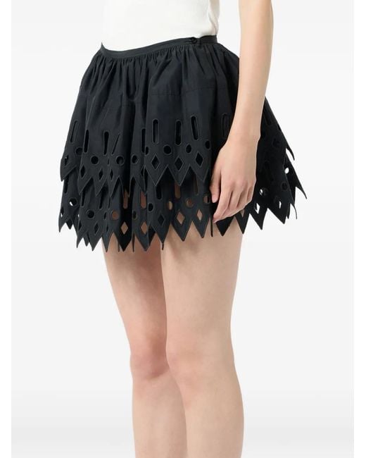 Blumarine Black Laser-Cut Mini Skirt