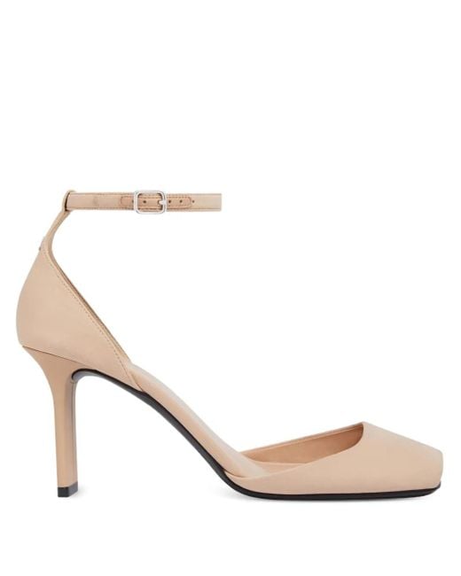 Courreges Natural Peep-Toe Ankle-Strap Pumps