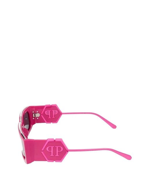 Philipp Plein Pink Rectangle-Frame Sunglasses