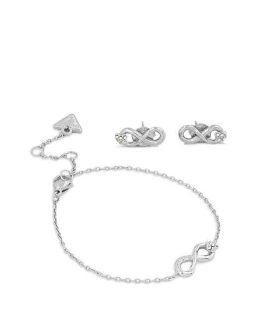 Guess White Love Bites Infinity-Motif Crystal-Embellished Jewellery Set