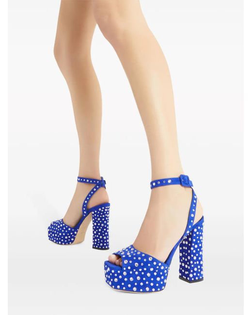 Giuseppe Zanotti Blue 120Mm New Betty Sparkle Sandals