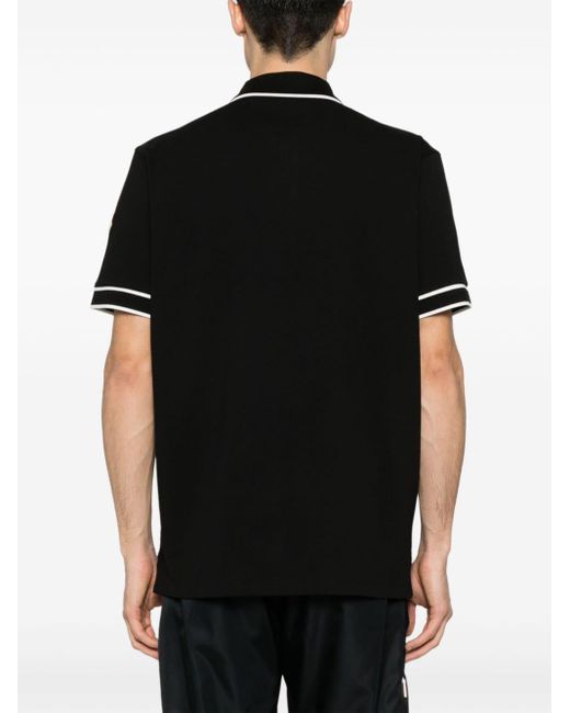 Moncler Black Logo-patch Polo Shirt for men