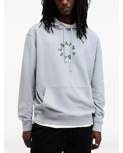 AllSaints Gray Tierra Logo-Print Hoodie for men