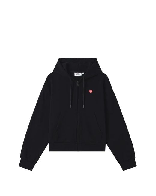 Chocoolate Black Heart-Patch Zip-Up Hoodie
